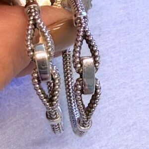 LAGOS CAVIAR 925 Silver Beaded Hoop Earrings
